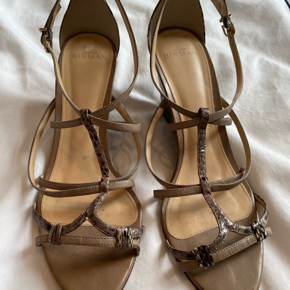 Alexandre Birman Multi Snakeskin Strappy Wedges Size 8.5